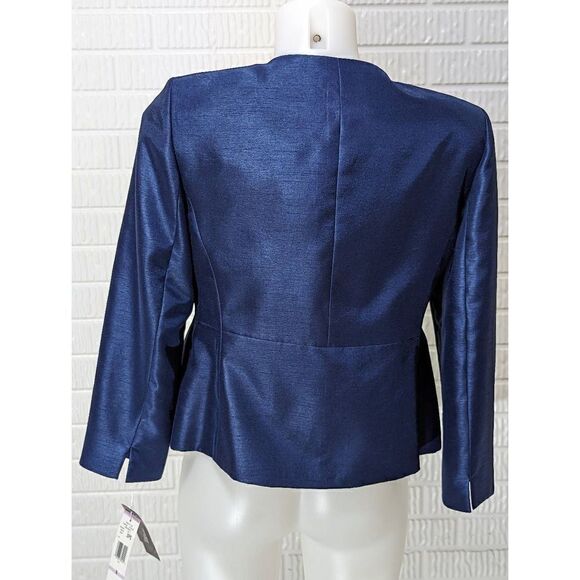 Jones Wear Women's Navy Blue Belted Long-Sleeve Suit Size 6 NWT - Picture 3 of 8